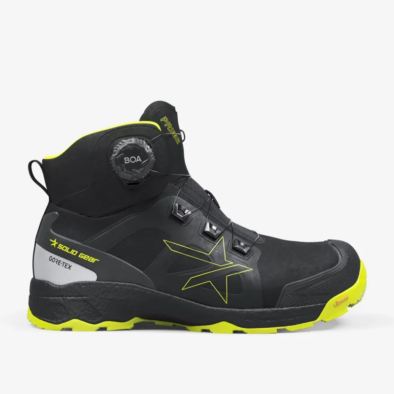 Solid Gear Prime GTX Mid S3 WR HRO ESD - duboke zaštitne cipele, crna i žuta boja, GORE-TEX i BOA sistem