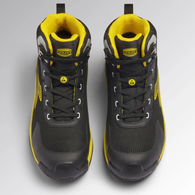 Diadora Vortex DA2 Mid S3S – mid-cut zaštitne cipele, crno/žute